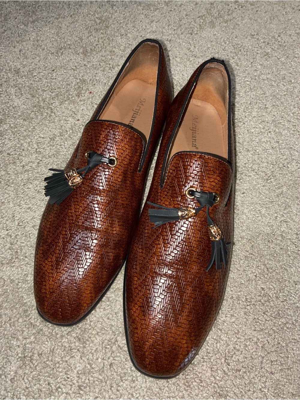 Amazon Men's Woven Tassel Slip-On Loafers in Brown